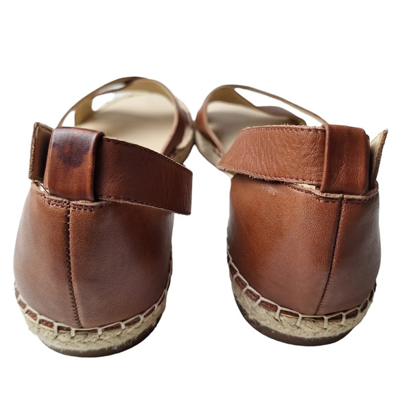 Sole Society Sz9 Brown Saundra Leather CrissCross Ankle Strap Espadrille Sandals - Picture 9 of 16